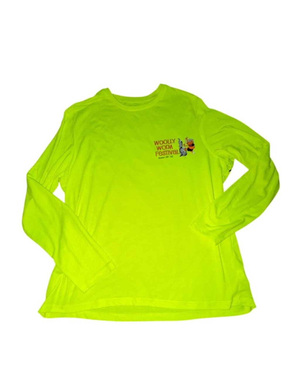 Wooly Worm Festival Banner Elk, NC Adult Long Sleeve T-Shirt-Neon Yellow-2XL-GUC